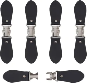 AHANDMAKER 5 Sets Sew on Toggle Closures, Black Metal Leather Cloak Clasp Fasteners, Sewing Snap Toggle Buttons, Coats Buckle Clips Duffle Jacket Buckle, Replacement Toggle Buckles for DIY Crafts