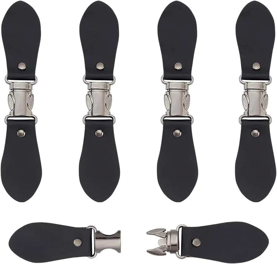 AHANDMAKER 5 Sets Sew on Toggle Closures, Black Metal Leather Cloak Clasp Fasteners, Sewing Snap Toggle Buttons, Coats Buckle Clips Duffle Jacket Buckle, Replacement Toggle Buckles for DIY Crafts