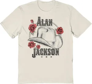 Alan Jackson Hat and Roses Adult Short Sleeve T Shirt Country Music Singer Vintage Style Graphic Tees