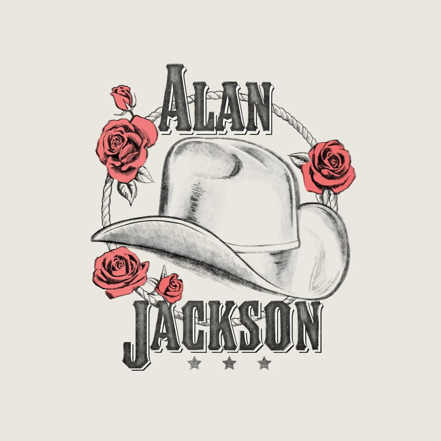 Alan Jackson Hat and Roses Adult Short Sleeve T Shirt Country Music Singer Vintage Style Graphic Tees