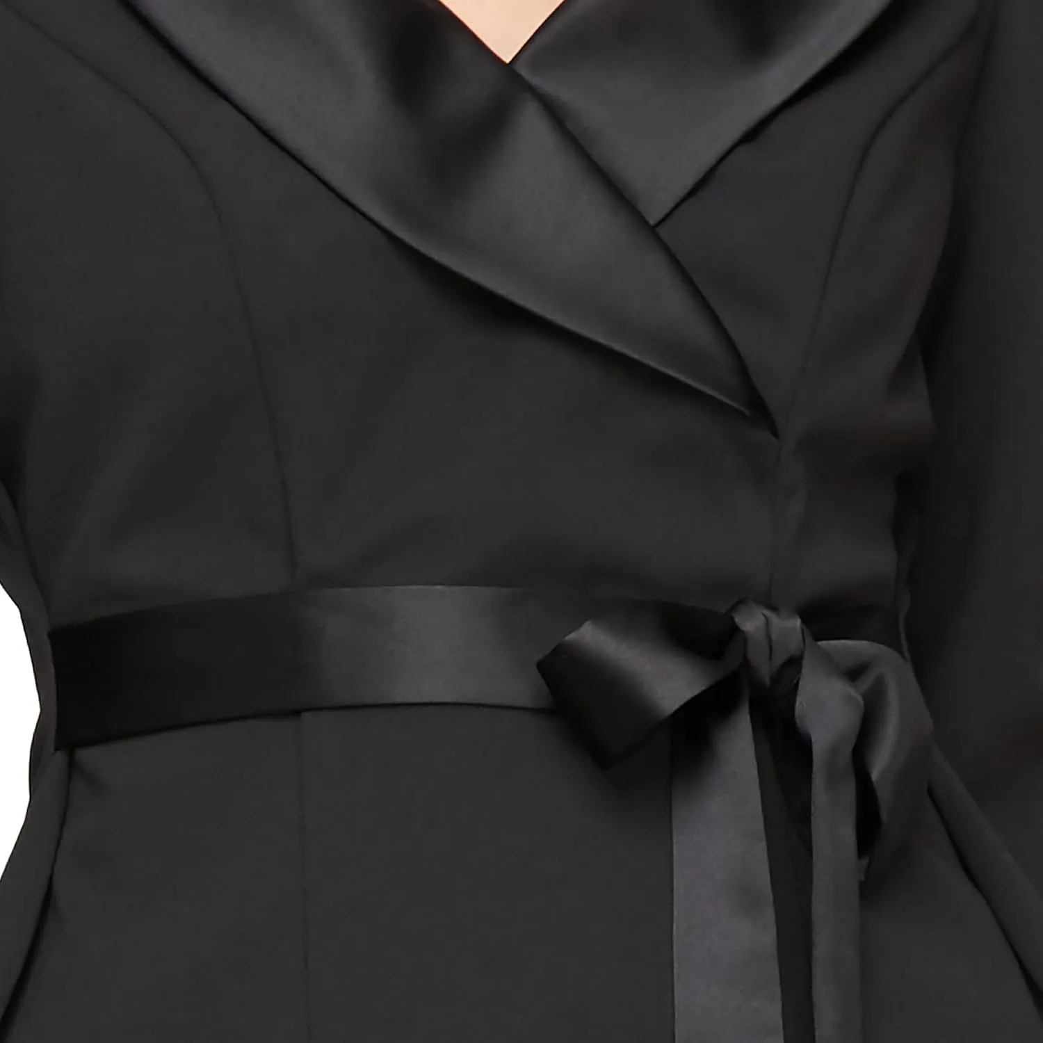 Alex Evenings Women's 3/4 Sleeve Tuxedo Top with Tie Waist, Formal Blouse (Petite and Regular Sizes)