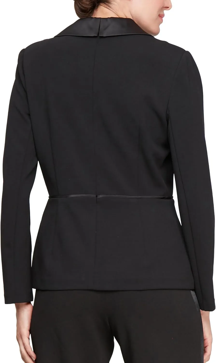 Alex Evenings Women's 3/4 Sleeve Tuxedo Top with Tie Waist, Formal Blouse (Petite and Regular Sizes)