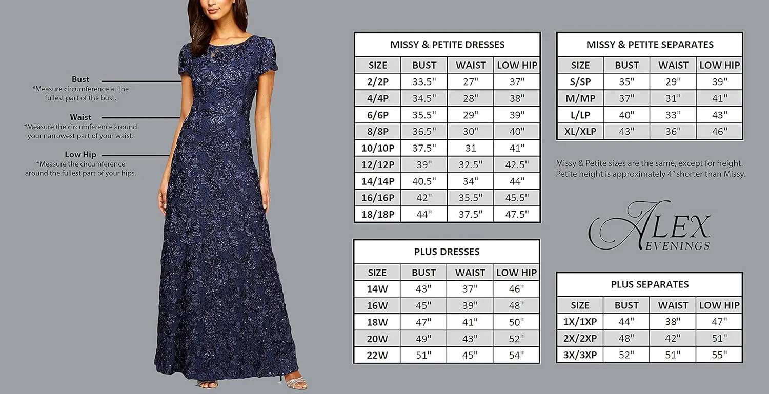 Alex Evenings Women's Long A-line Dress with Draped Cowl Back