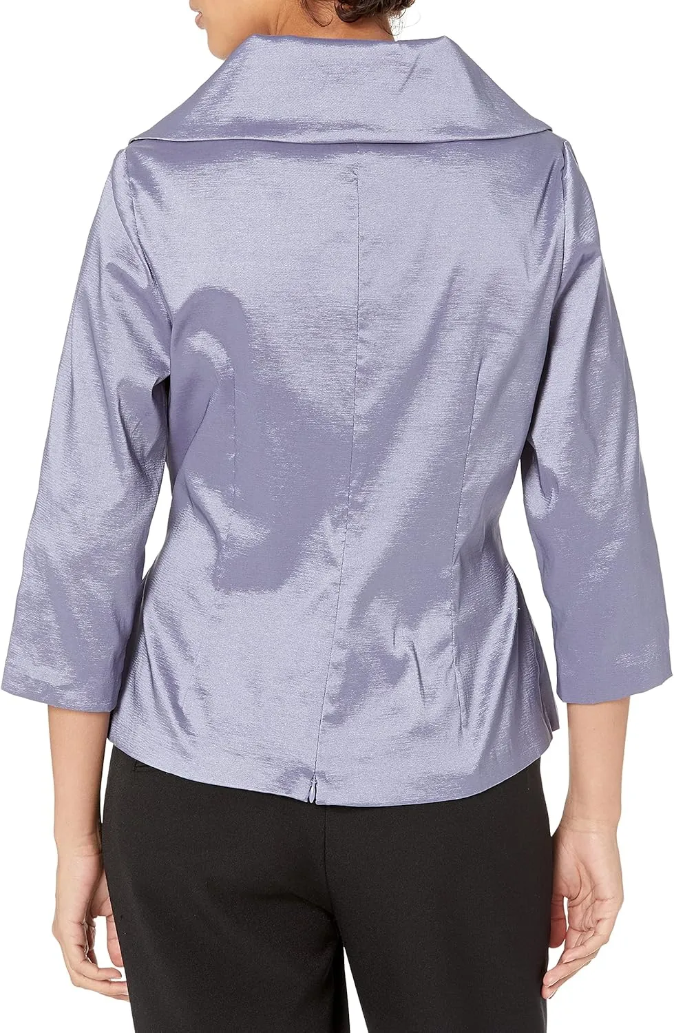 Alex Evenings Women's Stretch Taffeta 3/4 Sleeve Formal Blouse, Special Occasion Dress Shirt