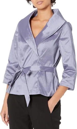 Alex Evenings Women's Stretch Taffeta 3/4 Sleeve Formal Blouse, Special Occasion Dress Shirt