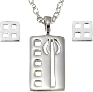 Alexander Castle Women's Jewelry Set 925 Sterling Silver Charles Rennie Mackintosh Necklace and Earring Set with Jewelry Gift Box
