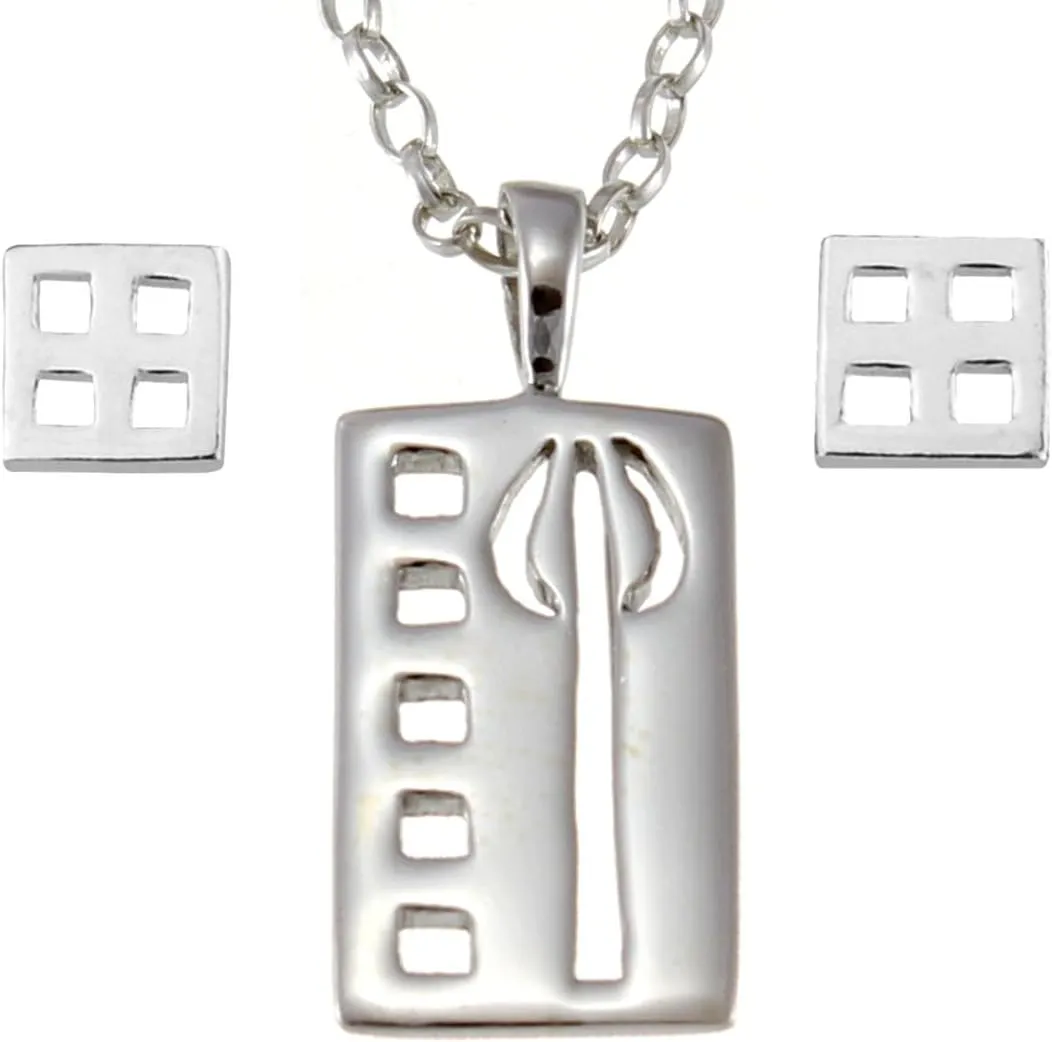 Alexander Castle Women's Jewelry Set 925 Sterling Silver Charles Rennie Mackintosh Necklace and Earring Set with Jewelry Gift Box