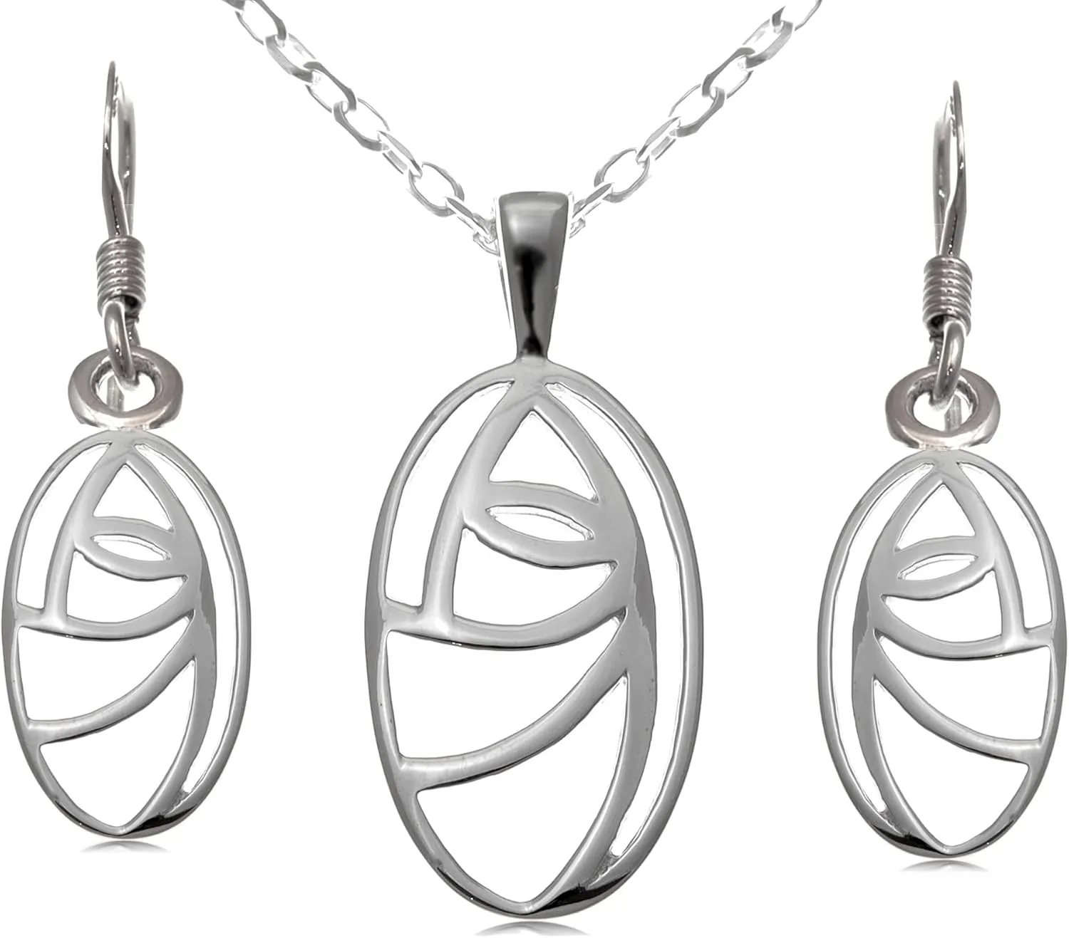Alexander Castle Women's Jewelry Set 925 Sterling Silver Charles Rennie Mackintosh Necklace and Earring Set with Jewelry Gift Box
