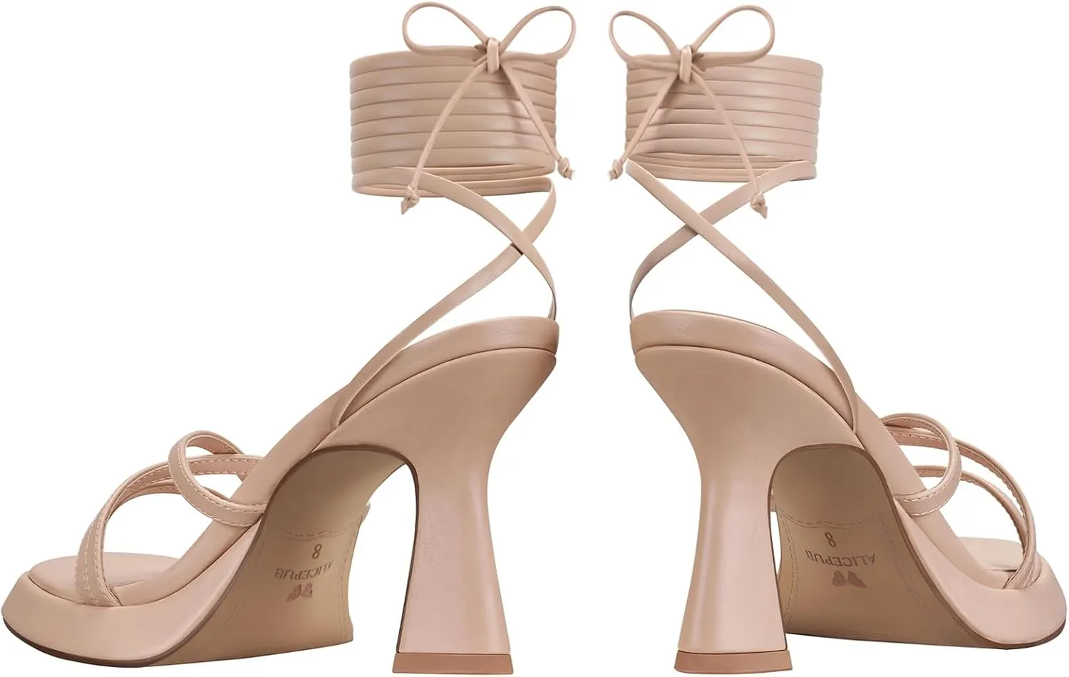 ALICEPUB Women's Chunky Block Heels Strappy Heels Square Open Toe Heeled Sandals Short Heels Comfortable Dressy Shoes Wedding Bridal Party