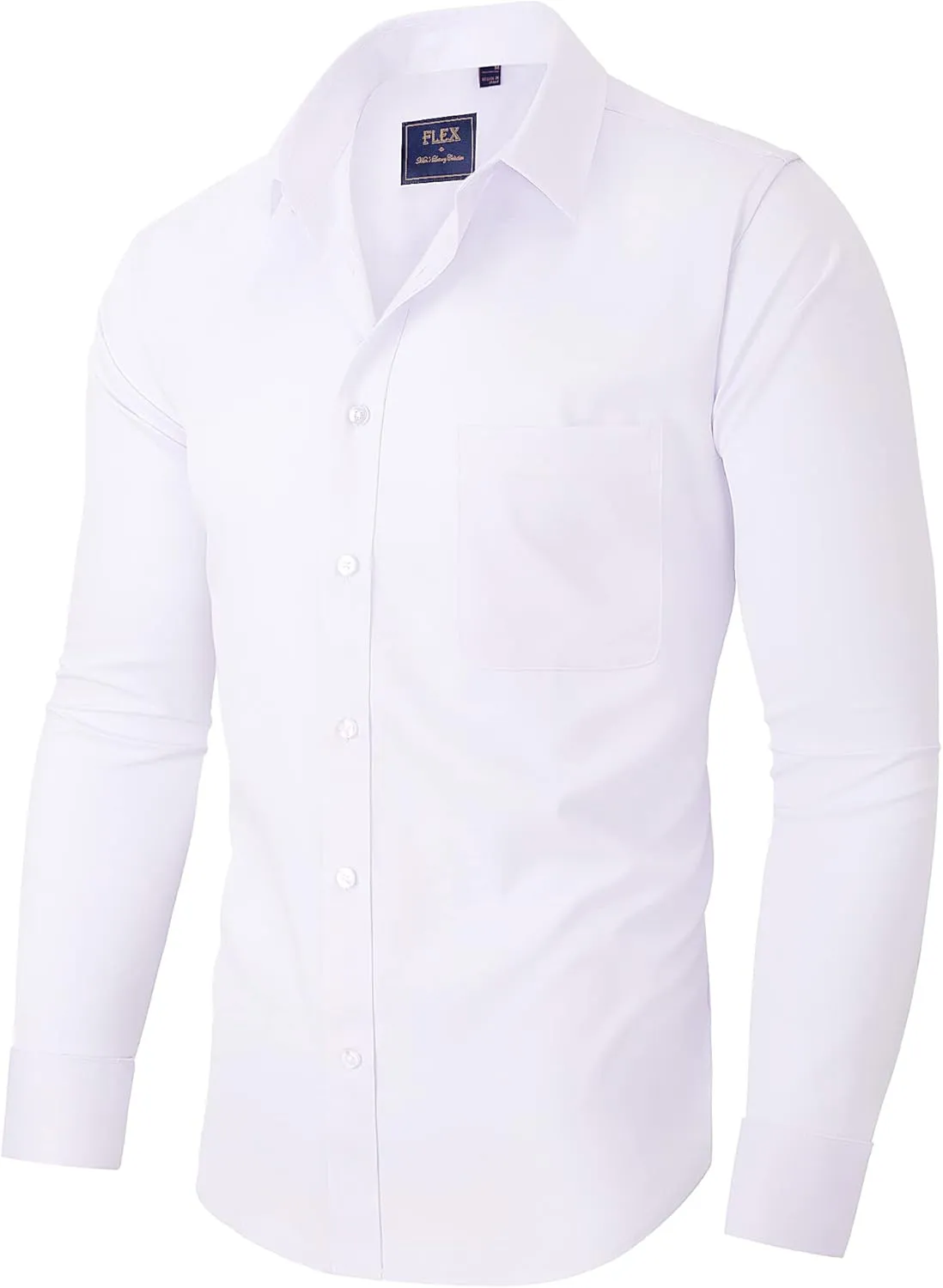 Alimens & Gentle Men's Dress Shirts Long Sleeve Wrinkle-Free Stretch Shirts Solid Formal Button Down Shirt with Pocket