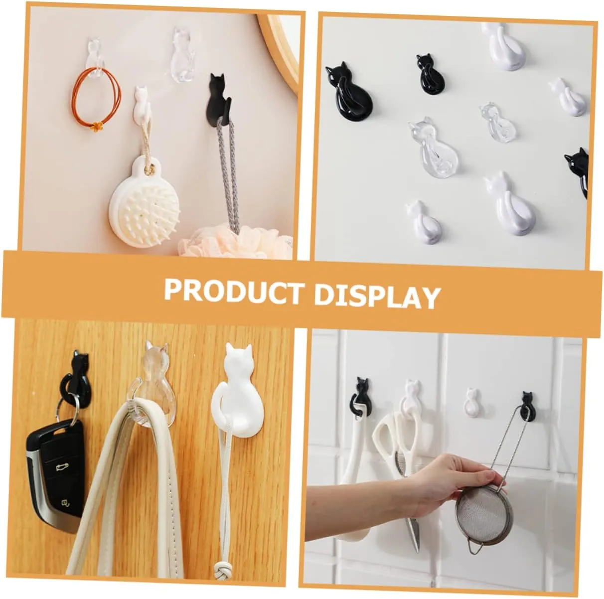 Alipis 4pcs Cat Tail Hook Decorative Wall Decorative Hangers for Clothes Coat Holder Hook Cat Tails Wall Mount Black Cartoon Plastic Clothes Hook Wall Hooks Adhesive