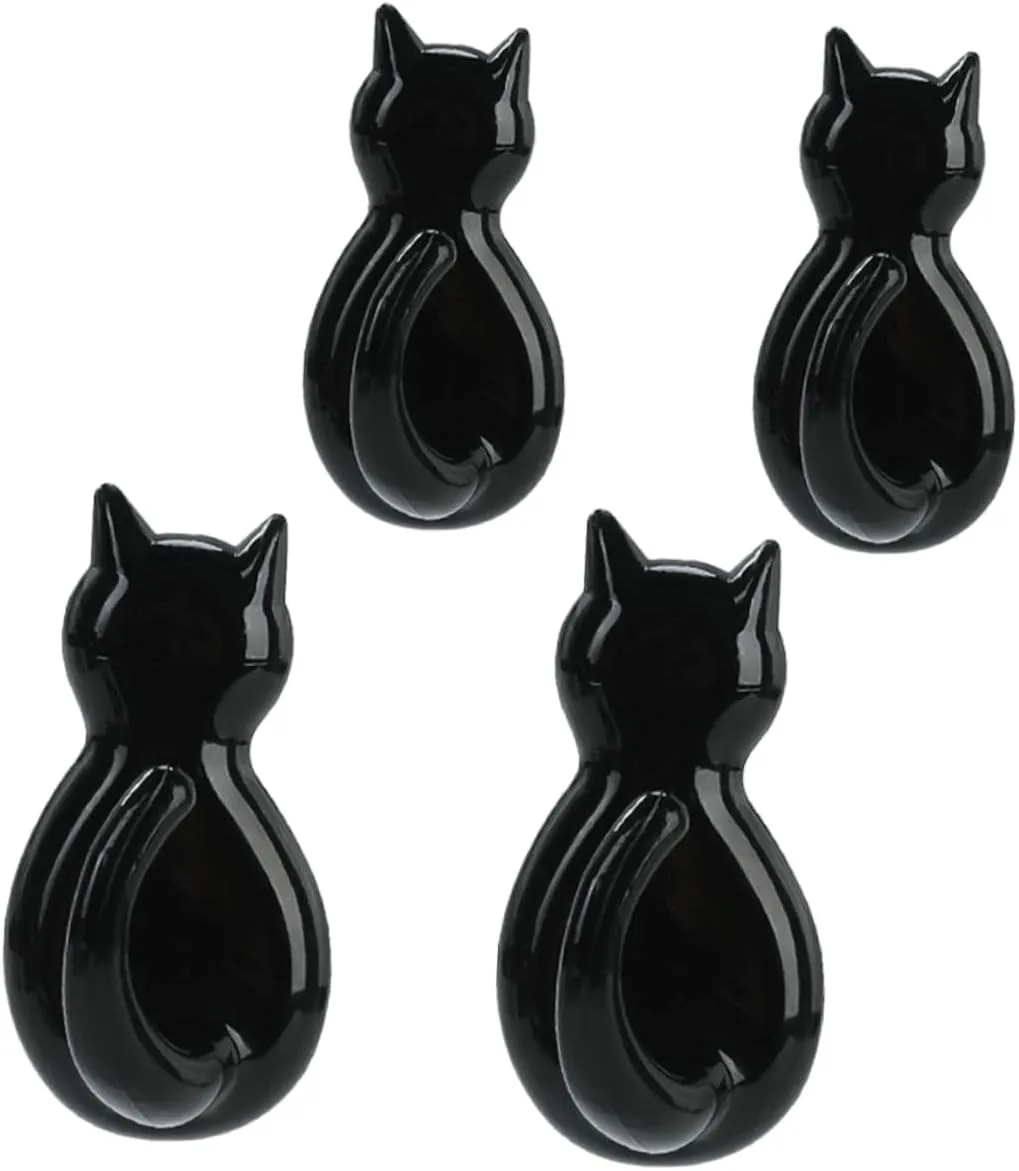 Alipis 4pcs Cat Tail Hook Decorative Wall Decorative Hangers for Clothes Coat Holder Hook Cat Tails Wall Mount Black Cartoon Plastic Clothes Hook Wall Hooks Adhesive