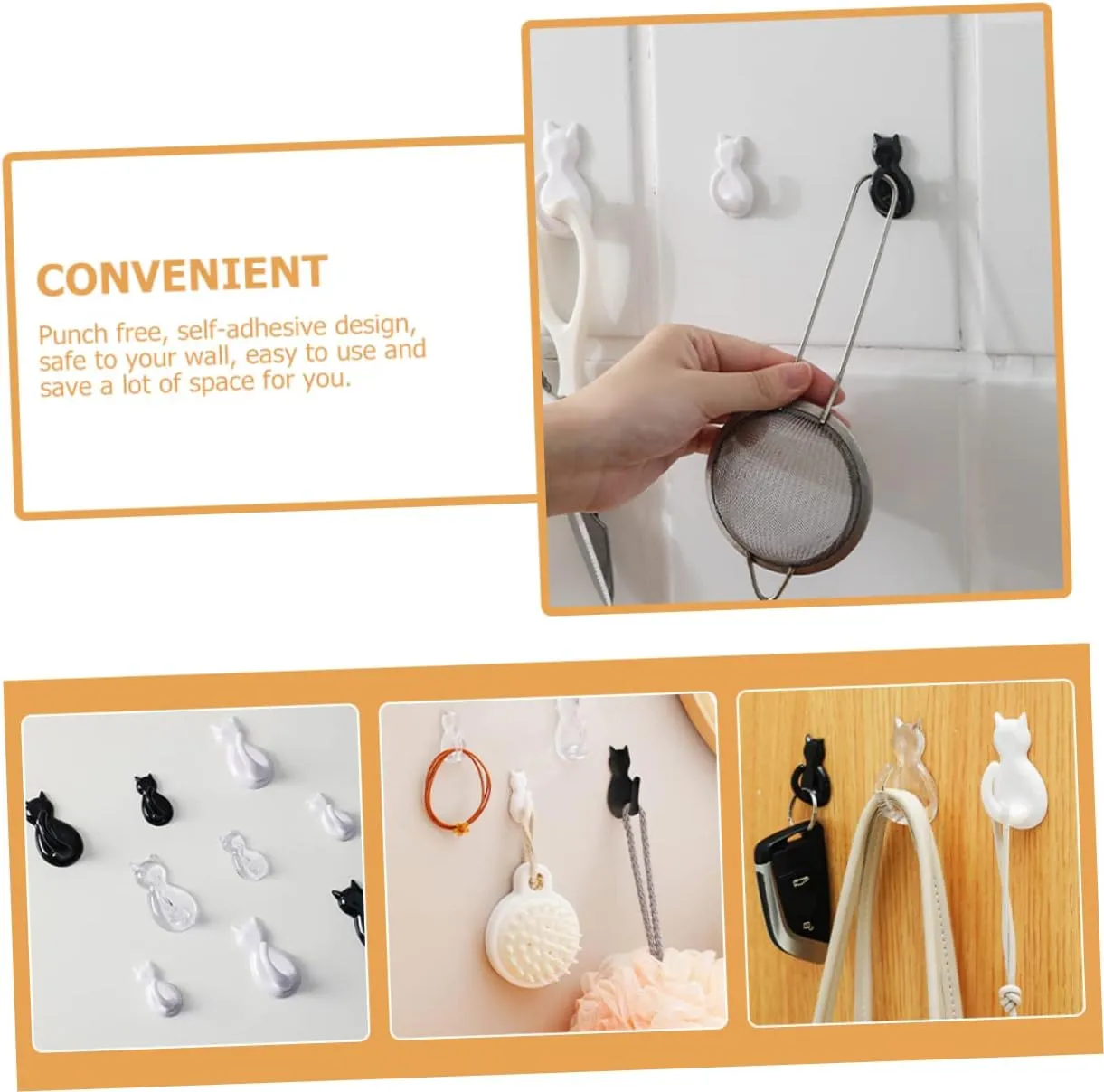 Alipis 4pcs Cat Tail Hook Decorative Wall Decorative Hangers for Clothes Coat Holder Hook Cat Tails Wall Mount Black Cartoon Plastic Clothes Hook Wall Hooks Adhesive