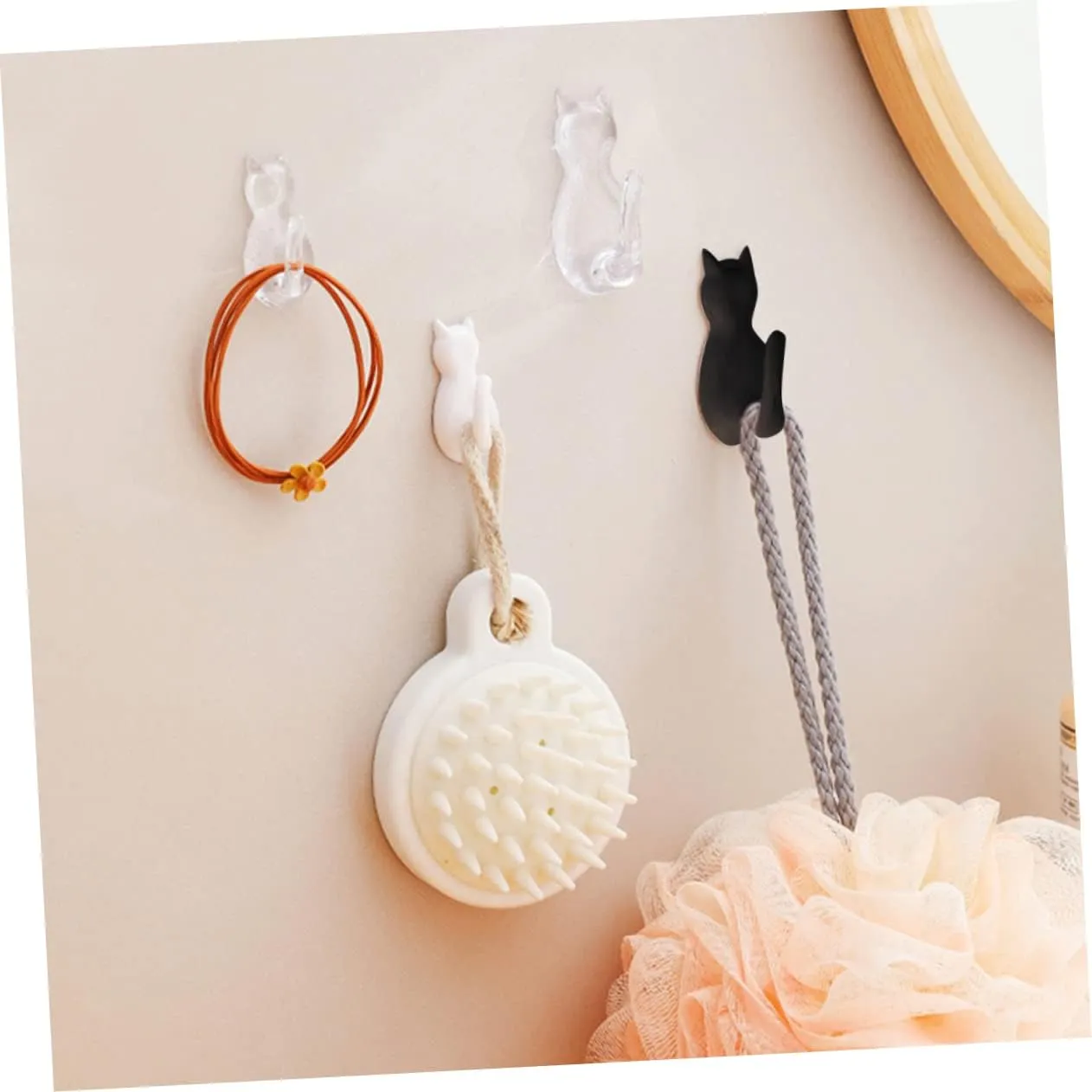 Alipis 4pcs Cat Tail Hook Decorative Wall Decorative Hangers for Clothes Coat Holder Hook Cat Tails Wall Mount Black Cartoon Plastic Clothes Hook Wall Hooks Adhesive