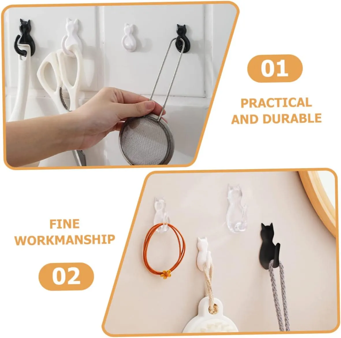 Alipis 4pcs Cat Tail Hook Decorative Wall Decorative Hangers for Clothes Coat Holder Hook Cat Tails Wall Mount Black Cartoon Plastic Clothes Hook Wall Hooks Adhesive
