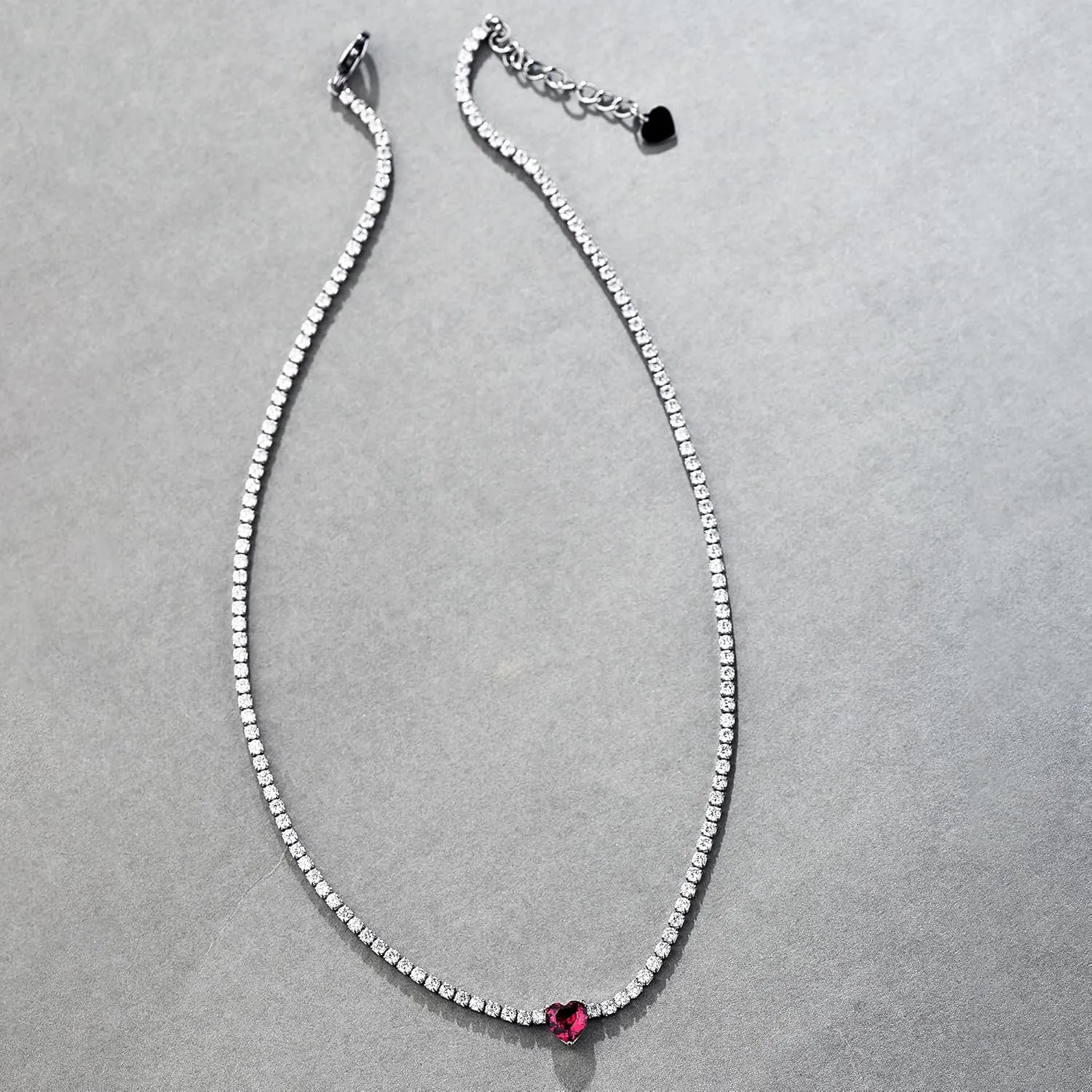 AllenCOCO Diamond Tennis Necklace 18K White Gold Plated Emerald Birthstone Necklace for Women Mothers Dainty Gold Necklace Cubic Zirconia Necklace Birthday Gifts for Women Jewelry