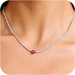AllenCOCO Diamond Tennis Necklace 18K White Gold Plated Emerald Birthstone Necklace for Women Mothers Dainty Gold Necklace Cubic Zirconia Necklace Birthday Gifts for Women Jewelry