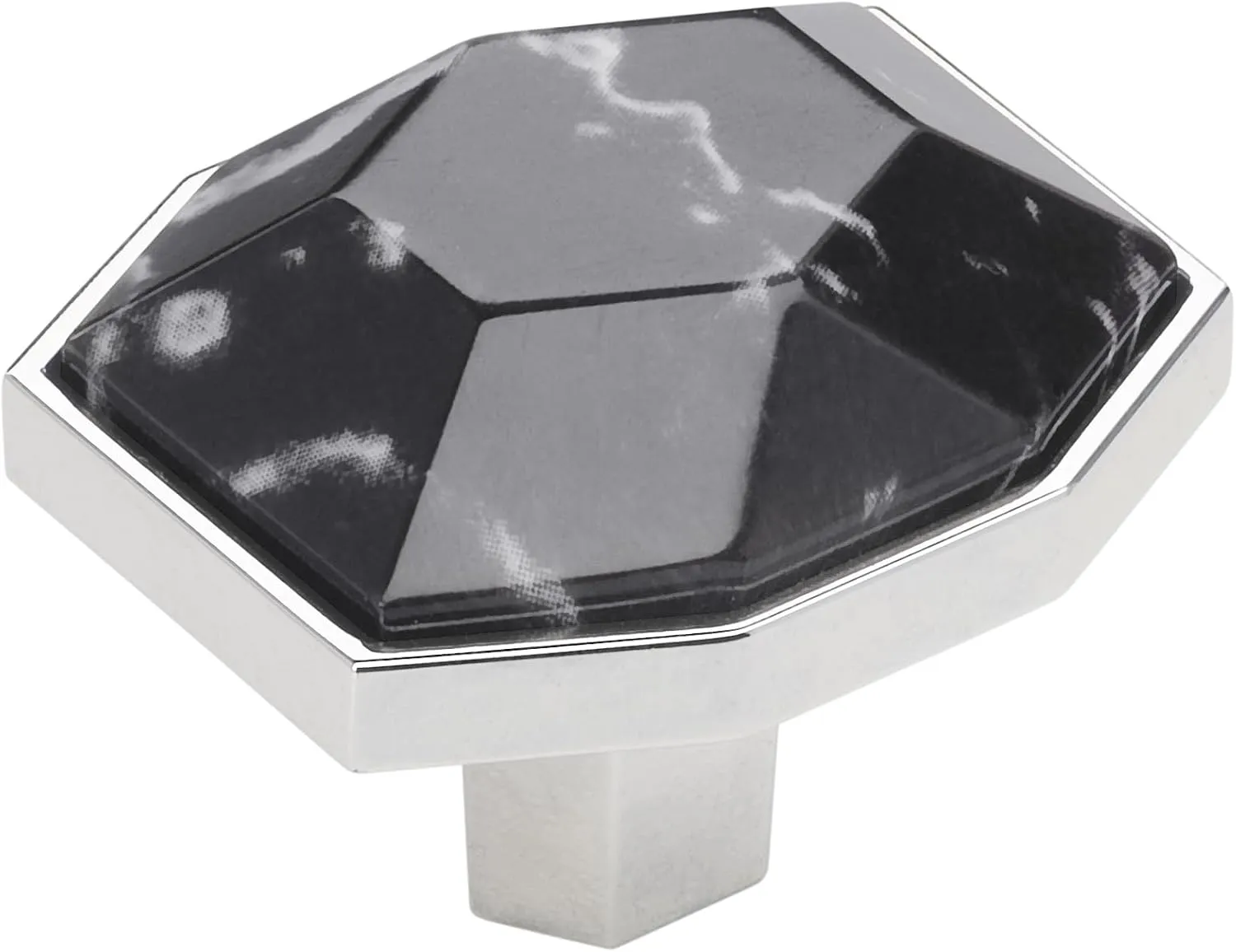 Amerock Carrione 1-5/8 inch (41mm) Length Marble Black/Polished Chrome Cabinet Knob, BP36638MBK26