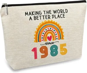 ancpeany 40th Birthday Gifts for Women Her Makeup Bag, 1985 Anniversary 40 Year Old Birthday Decorations Party Favors for Mom, Wife, Sister, Friend, Mothers Day, Christmas, Small Cosmetic Travel Pouch