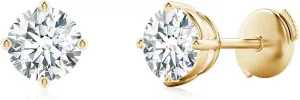 Angara Basket-Set Lab Grown Diamond Solitaire Stud Earrings in 14K Yellow Gold for Women (Size-5.5mm | Carat- 1.33 Ct tw.) | April Birthstone, Anniversary, Engagement Jewelry Gift for Women