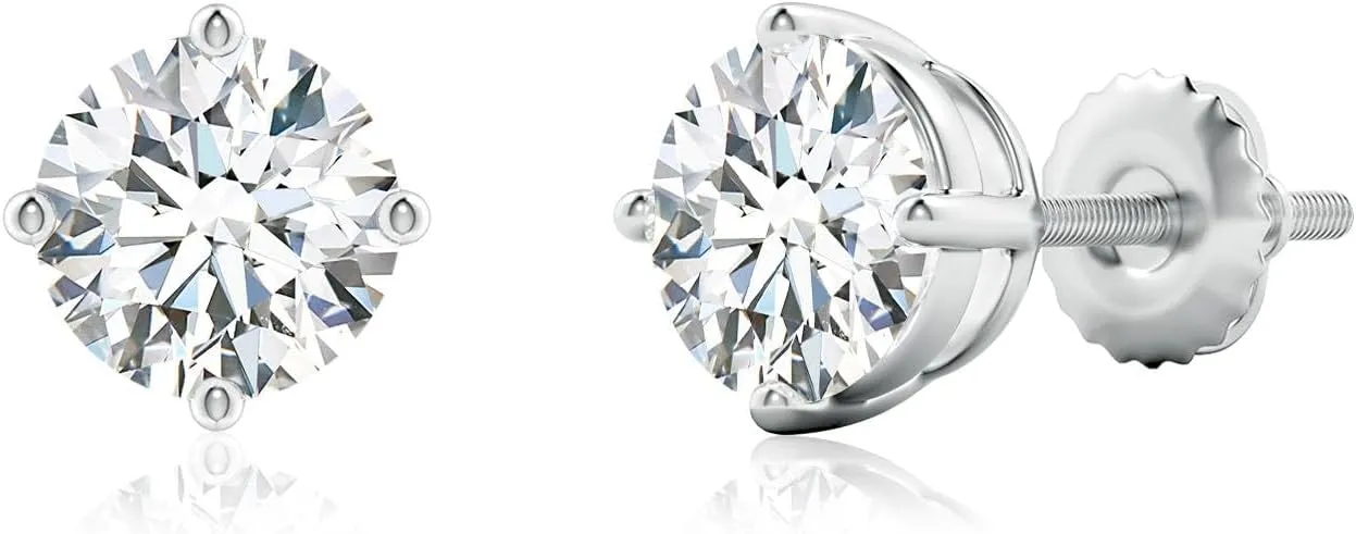ANGARA Basket-Set Lab Grown Diamond Solitaire Stud Earrings in Platinum for Women (Size-7.4mm | Carat- 3 Ct tw.) | April Birthstone, Anniversary, Engagement Jewelry Gift for Women