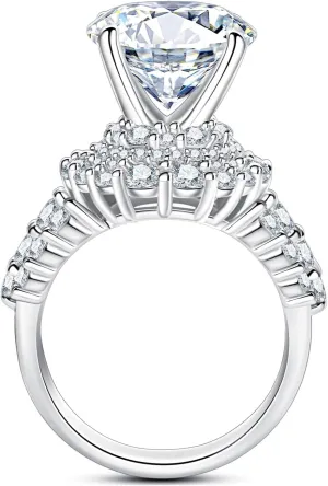 AnuClub Halo Moissanite Engagement Rings 3.8-4.75cttw(3ct Center Stone) D Color VVS1 925 Sterling Silver Vintage Anniversary Wedding Promise Rings for Women with Certificate