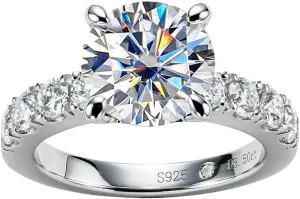 AnuClub Moissanite Engagement Ring, Total 4.3cttw D Color Round/Oval/Asscher Cut, 925 Sterling Silver Promise Anniversary Rings for Women, Elegant Gift Packed