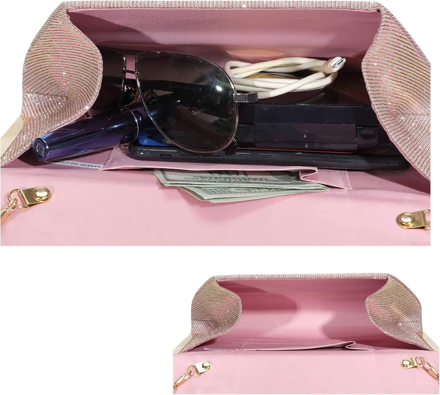 AO ALI VICTORY Glitter Clutch Purses for Women Evening Bags Clutches Flap Envelope Handbags Large Wedding Party Prom Purse
