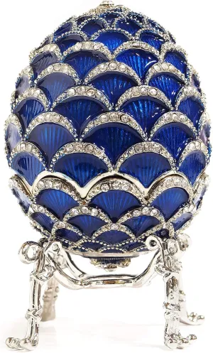 Apropos Hand- Painted Classic Vintage Style Faberge Egg with Rich Enamel and Sparkling Rhinestones Trinket Box