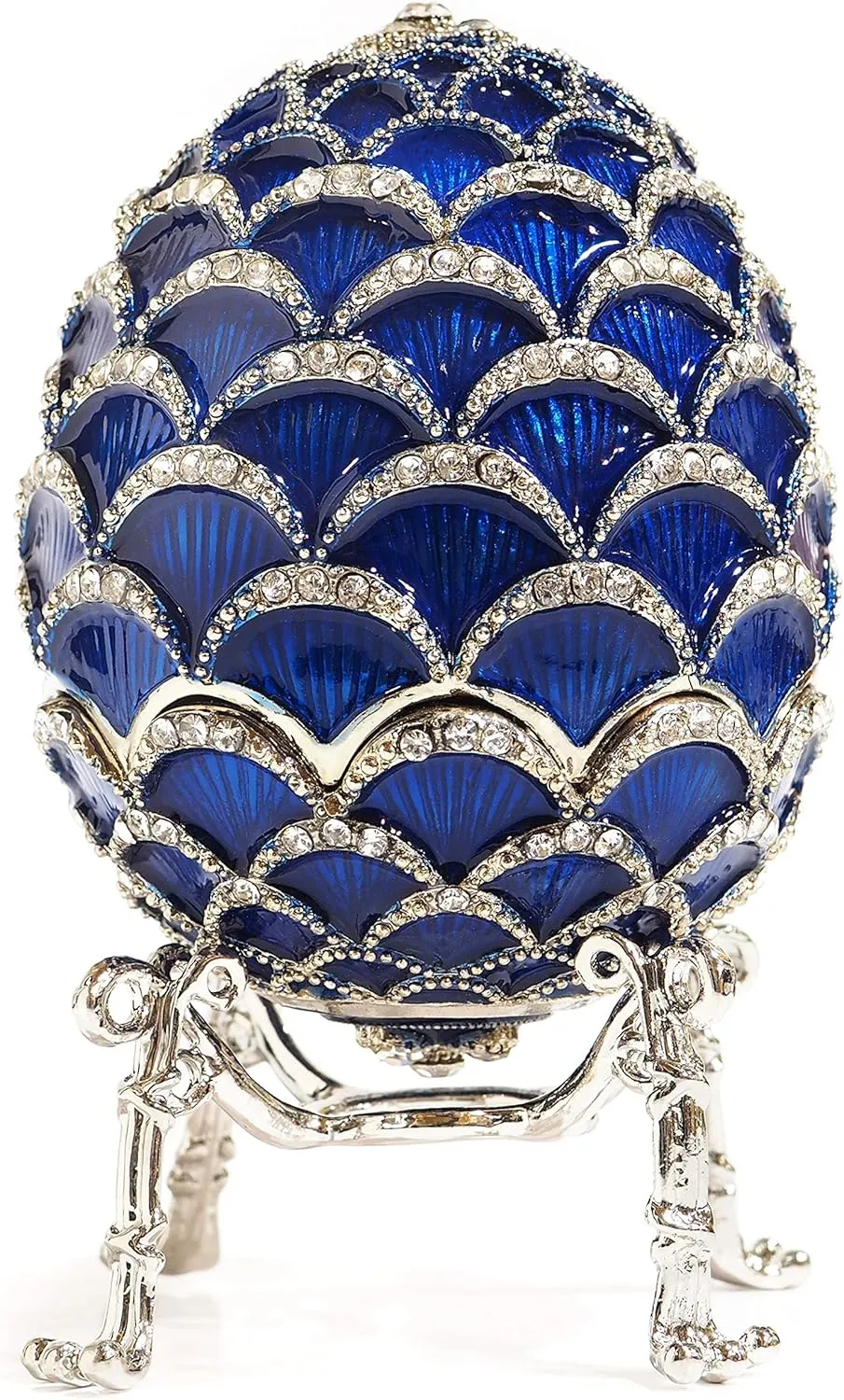 Apropos Hand- Painted Classic Vintage Style Faberge Egg with Rich Enamel and Sparkling Rhinestones Trinket Box