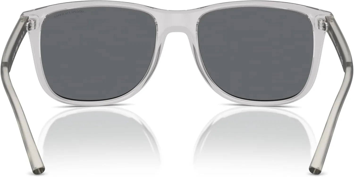 Armani Exchange Man Sunglasses Shiny Grey Frame, Mirror Black Lenses, 57MM