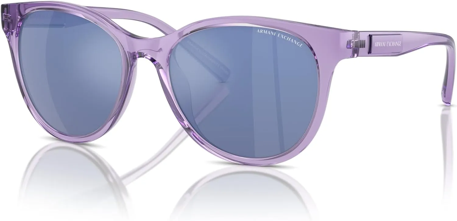 Armani Exchange Woman Sunglasses Shiny Black Frame, Dark Grey Lenses, 54MM