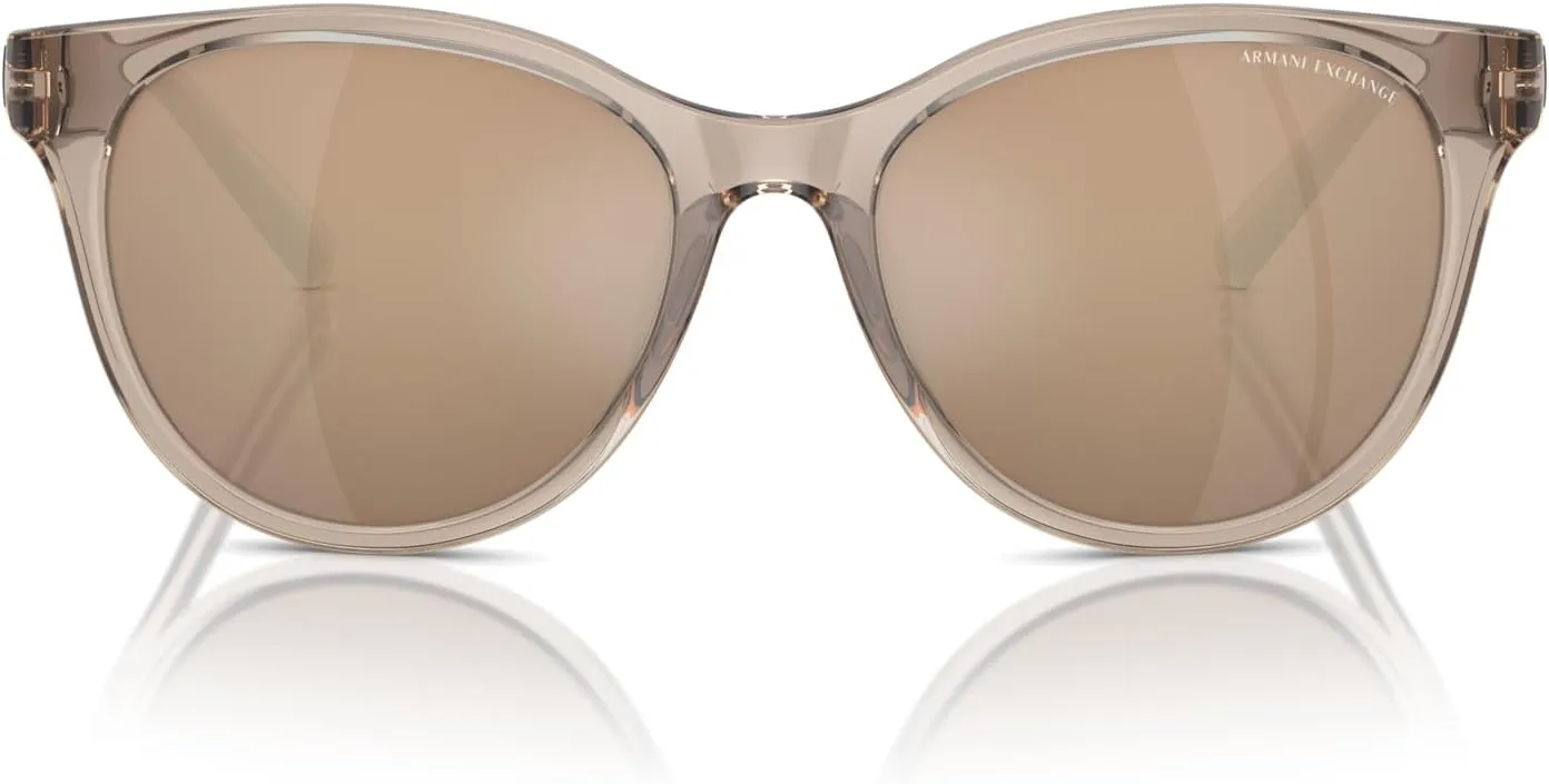 Armani Exchange Woman Sunglasses Shiny Black Frame, Dark Grey Lenses, 54MM