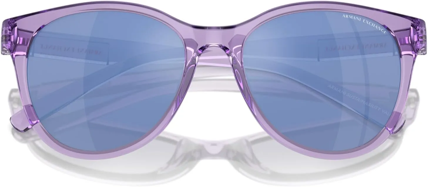 Armani Exchange Woman Sunglasses Shiny Black Frame, Dark Grey Lenses, 54MM