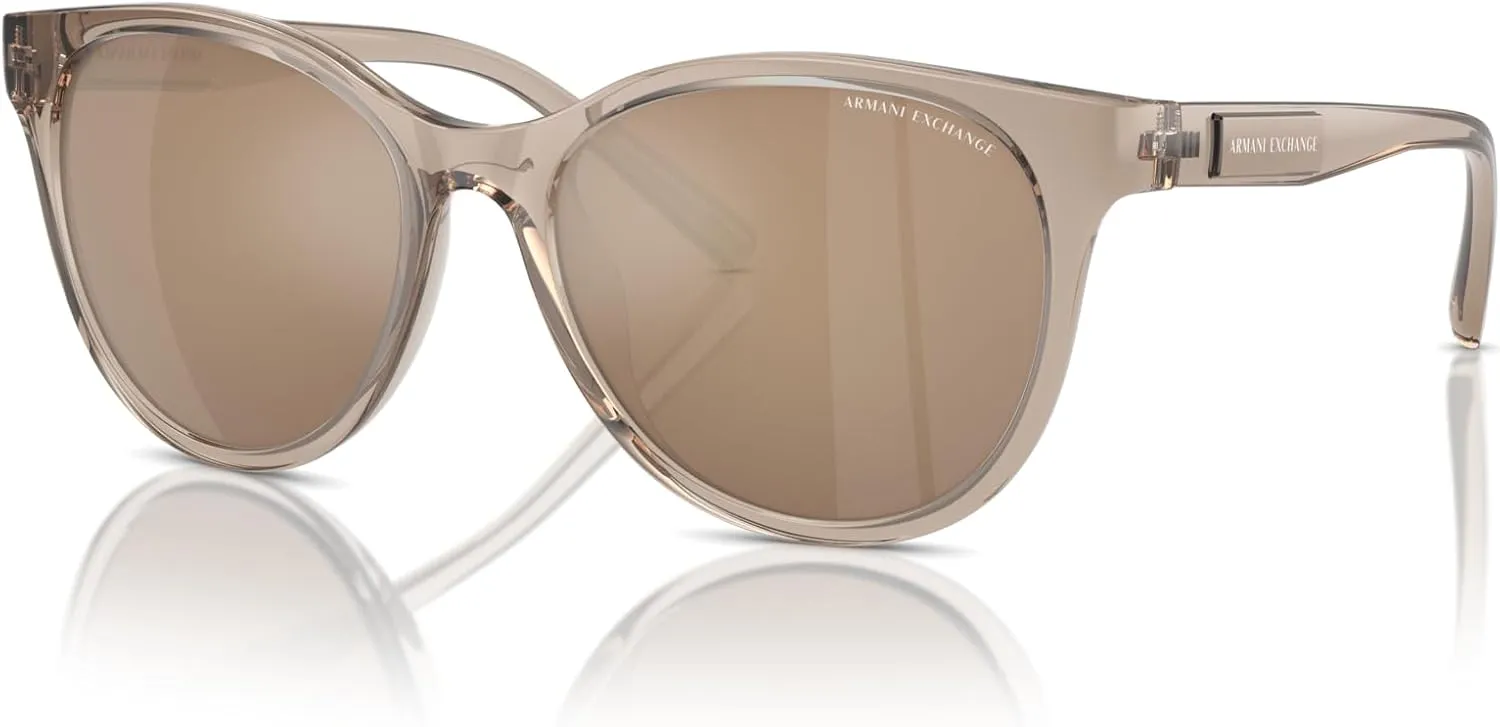 Armani Exchange Woman Sunglasses Shiny Black Frame, Dark Grey Lenses, 54MM