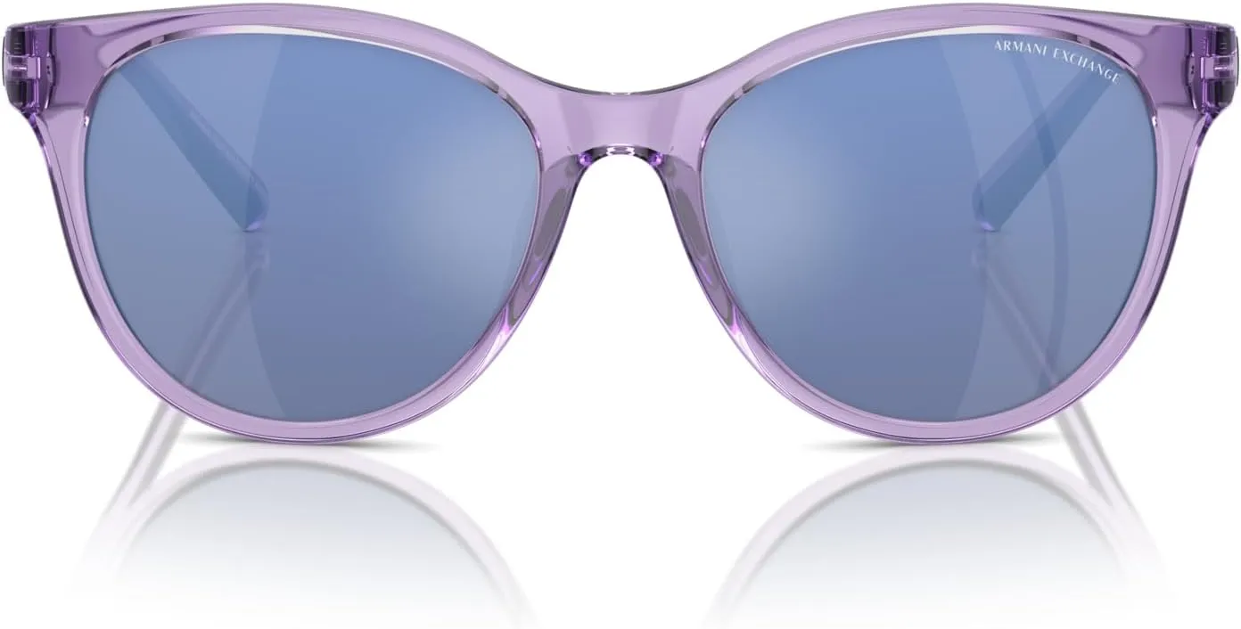 Armani Exchange Woman Sunglasses Shiny Black Frame, Dark Grey Lenses, 54MM