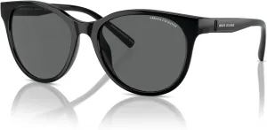 Armani Exchange Woman Sunglasses Shiny Black Frame, Dark Grey Lenses, 54MM