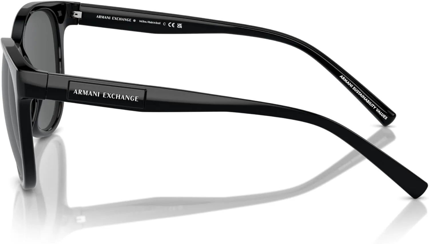 Armani Exchange Woman Sunglasses Shiny Black Frame, Dark Grey Lenses, 54MM