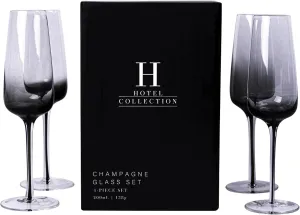 Aroma360 Hotel Collection Smoke Stem Champagne Glasses | Smoky Black Champagne and Coupe Flutes to Elevate Every Special Moment that Calls for Sparkling Wine | 4 Glasses (4 Glasses (Champagne))