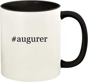 #augurer - 11oz Hashtag Ceramic Colored Handle and Inside Coffee Mug Cup, Black