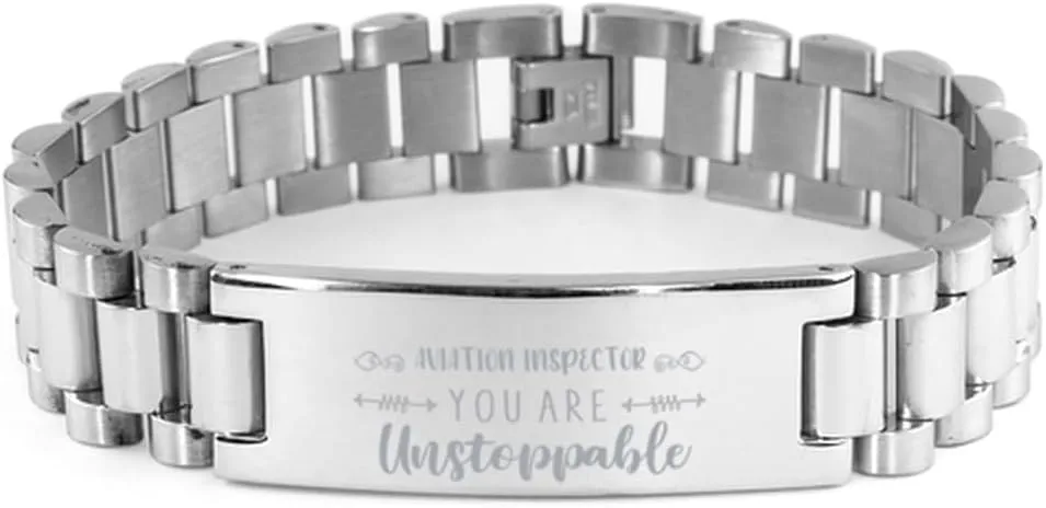 Aviation Inspector Bracelet, You are unstoppable, Stainless Steel Courage Inspirational Wristband, Ladder Style