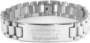 Aviation Inspector Bracelet, You are unstoppable, Stainless Steel Courage Inspirational Wristband, Ladder Style