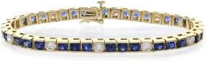 Avital & Co. 3.25 Carat Diamond Bracelet with 7.50 Carat Sapphire Channel Set 14k Yellow Gold