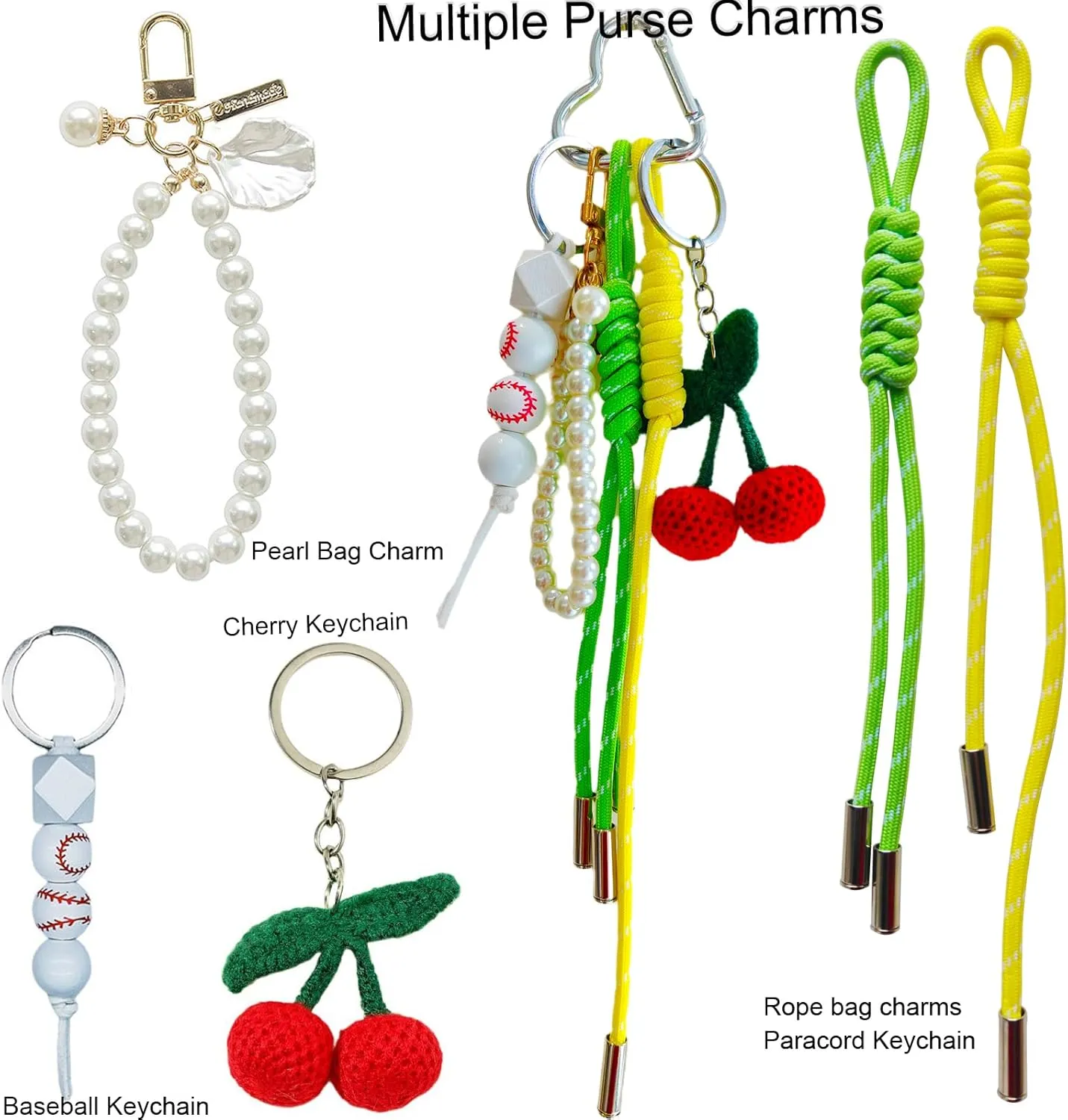 Bag Charms Purse Charm for Handbags Bogg Bags, Cute Keychain Bag Accessories Miltiple Key Chain for Women Girl
