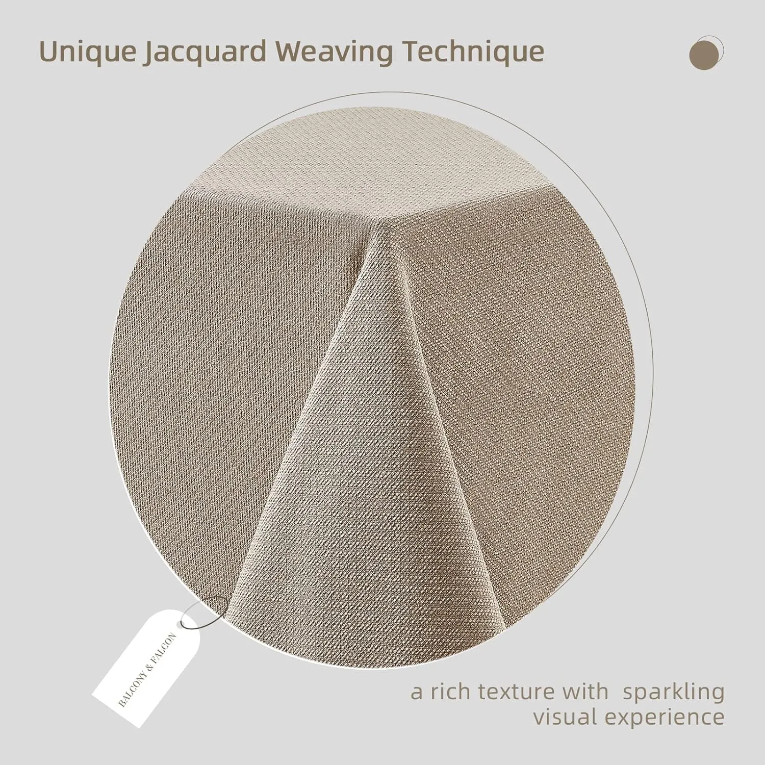 BALCONY & FALCON Rectangle Tablecloth Jacquard Style Water Resistant Table Cover for Dining Kitchen Cafe Parties and Outdoor Use (Beige, 57 x 118 inch)