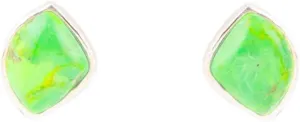 Barse Jewelry Abstract Lime Green Turquoise and Sterling Silver Stud Earrings