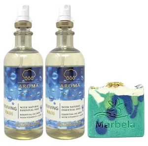 Bath & Body Works Aroma Reviving Rain 2 Pack Essential Oil Mist Bundle with an Aloe Vera Bar Soap