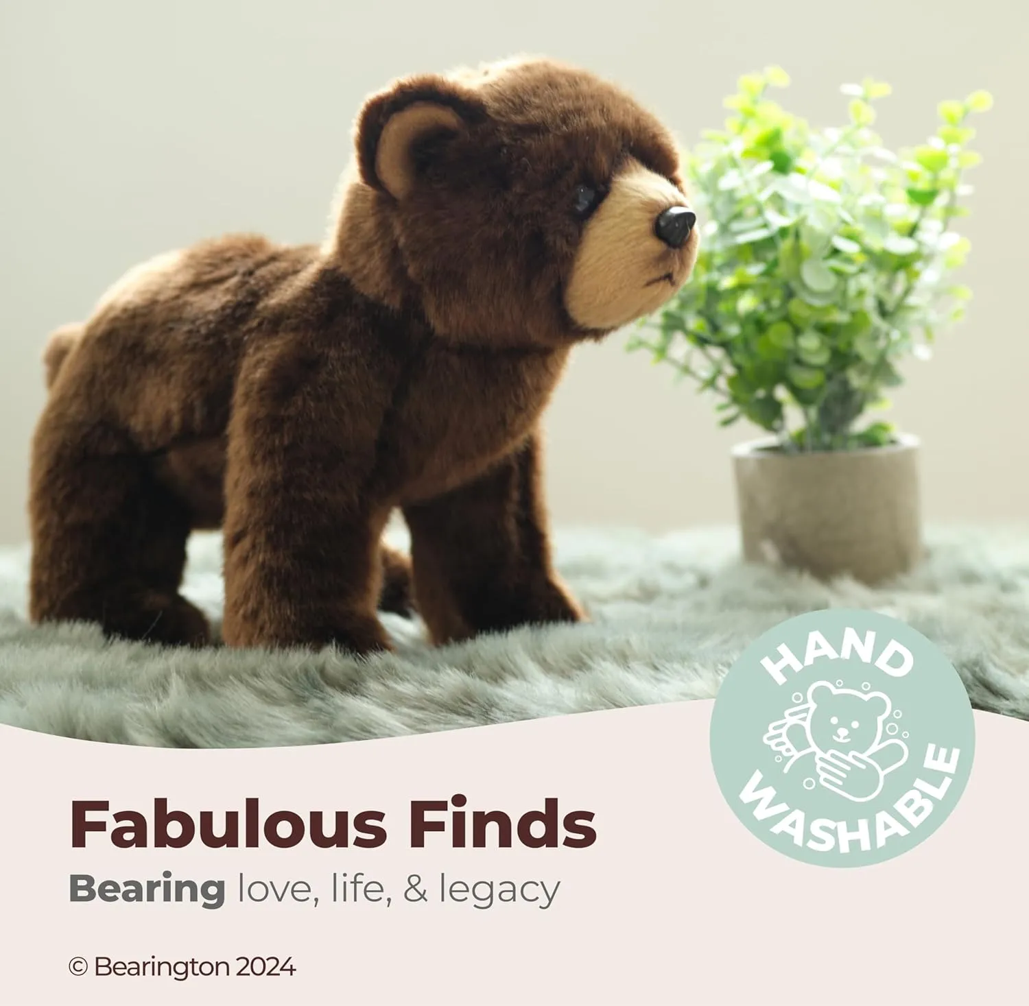Bearington Grizby The Brown Bear: 13 Inches Tall, Realistic Plush Stuffed Animal Toy with Ultra-Soft Faux Fur, Premium Fill, Expressive Face and Floppy Body; Great Gift for Animal Lovers of All Ages