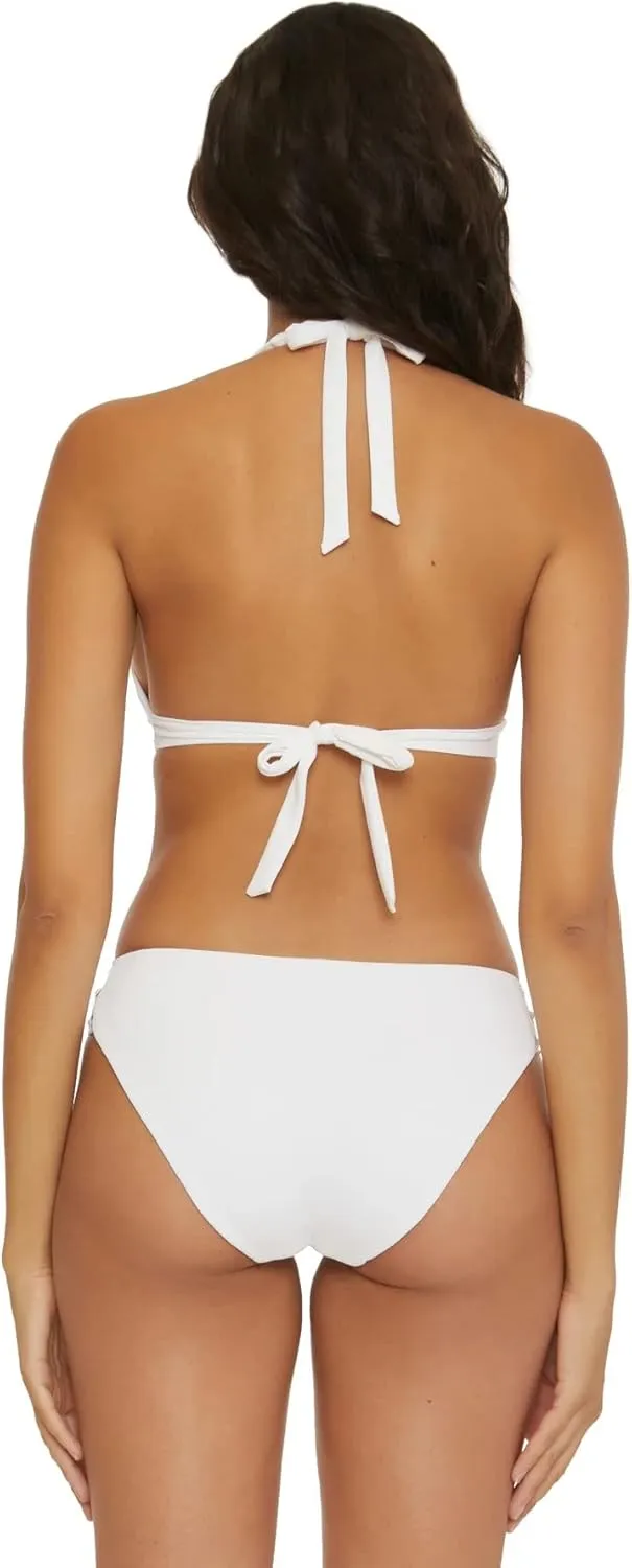 BECCA Women's Modern Edge Halter Bikini Top, Adjustable, Tie Back, Swimwear Separates