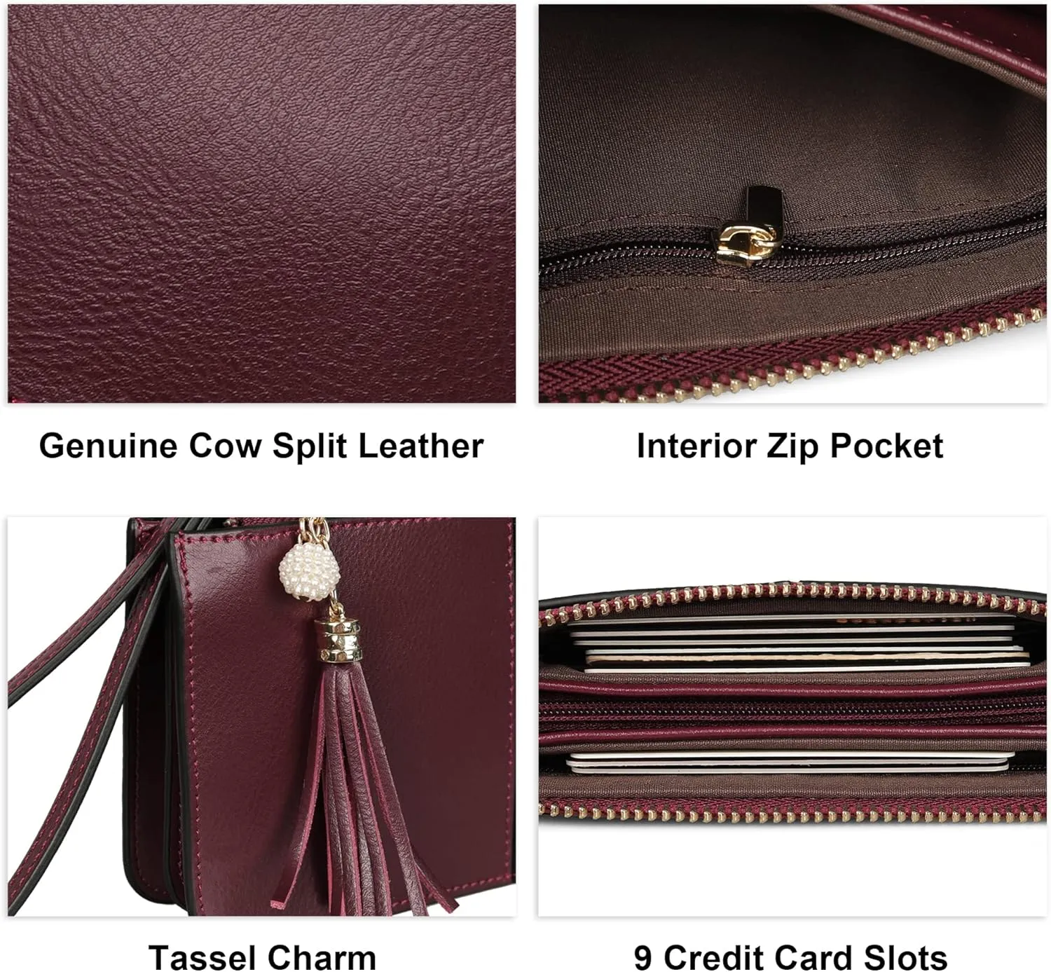 befen Genuine Leather Wristlet Clutch for Women Ultra-Slim Ladies Credit Card Holder Wallet Purses with RFID Protection